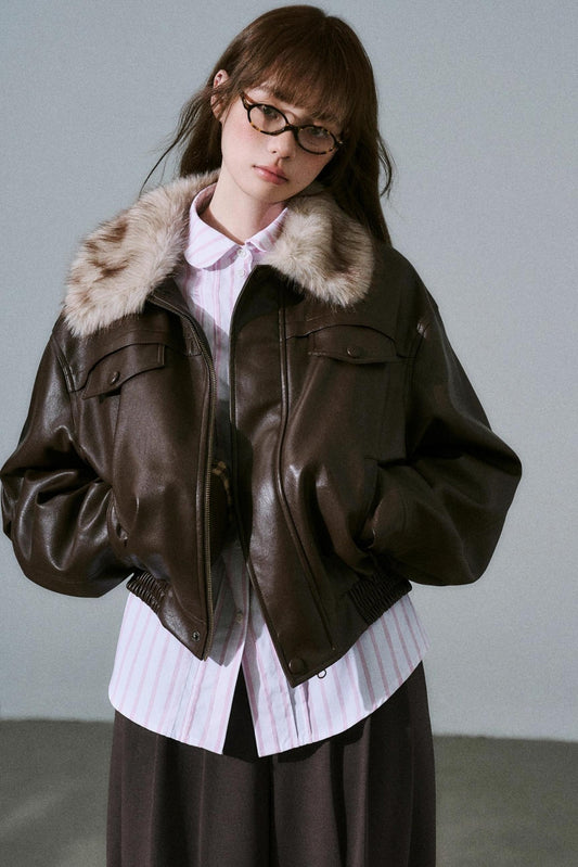 Lazy Silhouette Vintage Biker Jacket