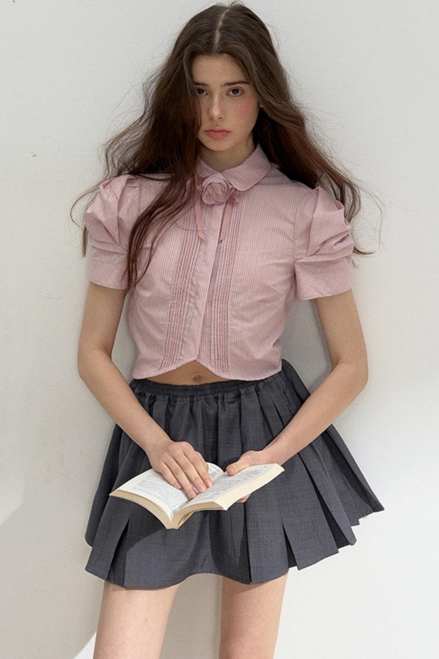 Vintage Pleated Striped Shirt