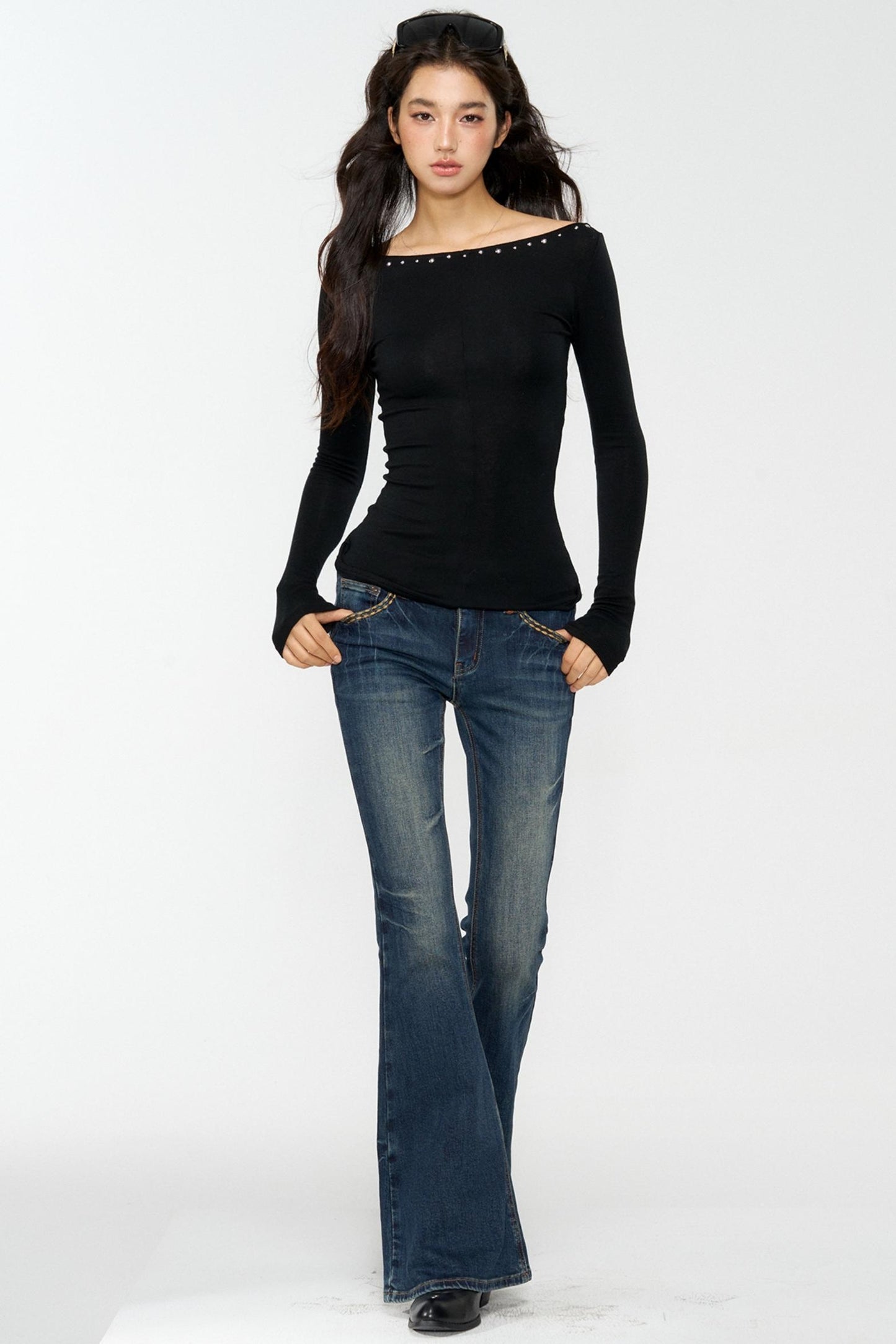 Hot Diamond Shoulder Buckle Shirt