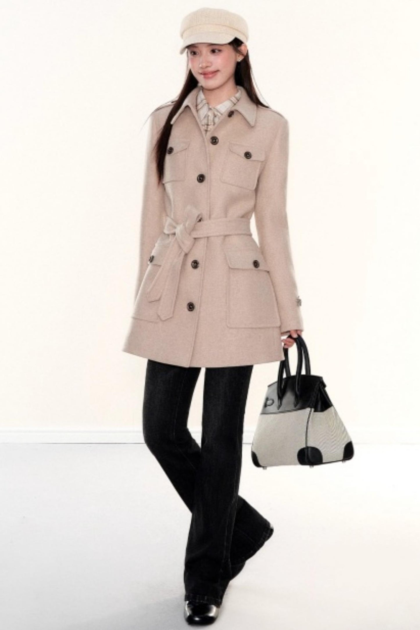 Plaid Waist-Cinching Shirt