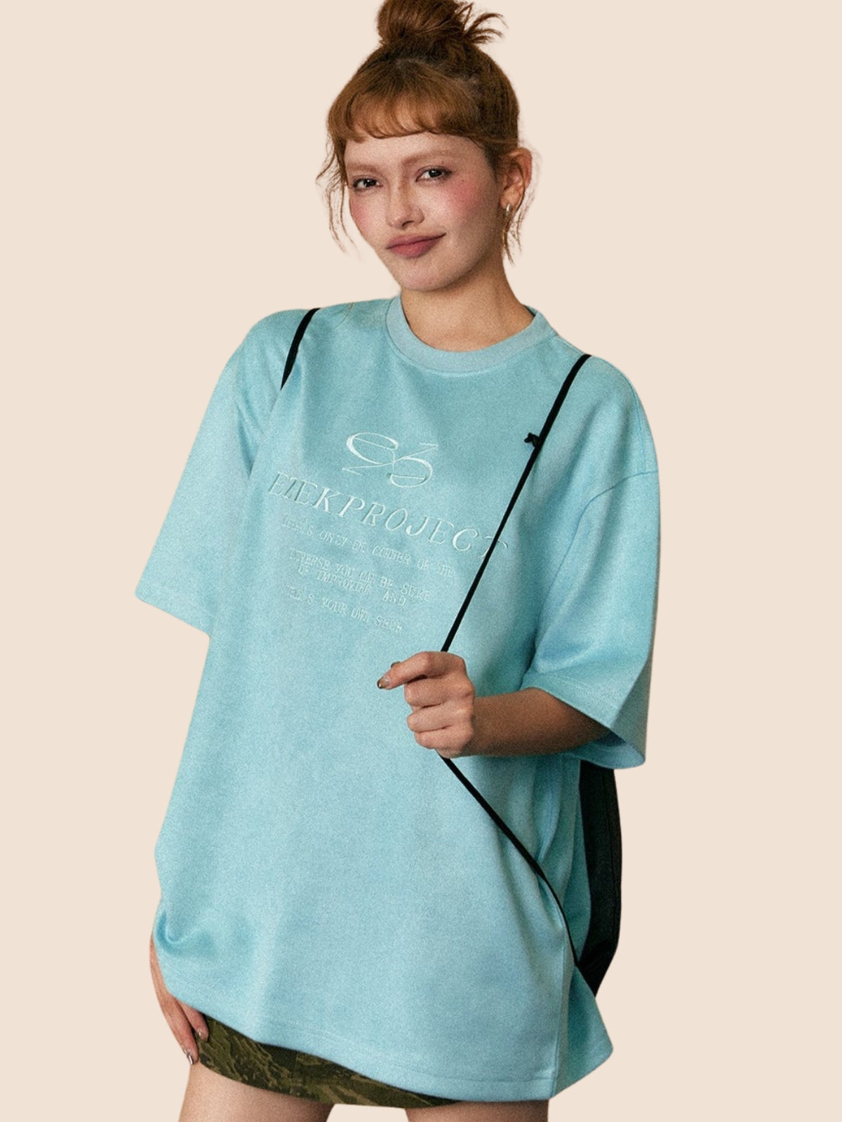 Loose Suede Embroidered T-Shirt