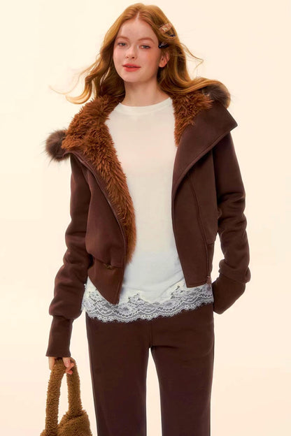 Retro Fleece Hooded Jacket Set-Up