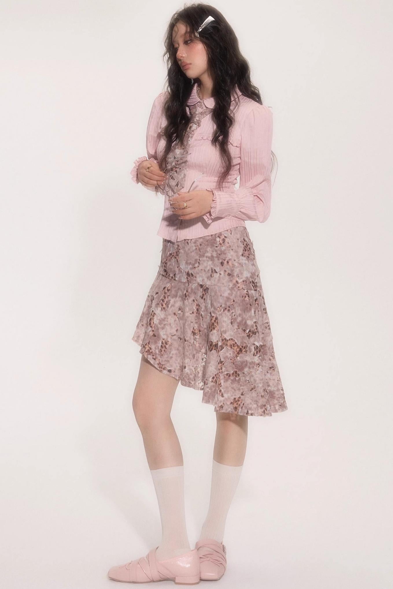 Vintage Doll Collar Shirt With Tie