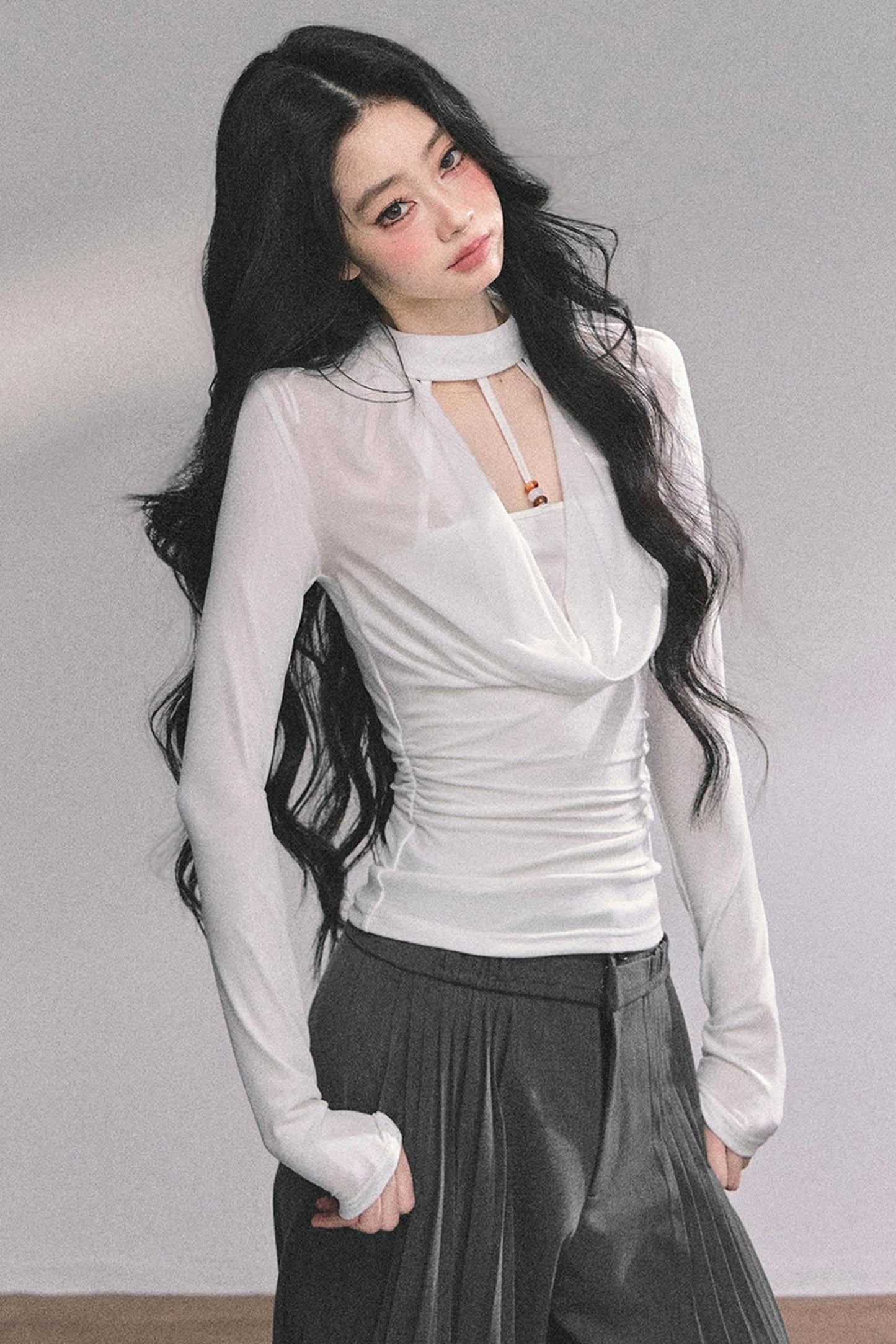 Pure Desire Long-Sleeved Black Top