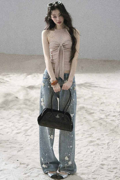Galaxy Halter Neck Knit Top