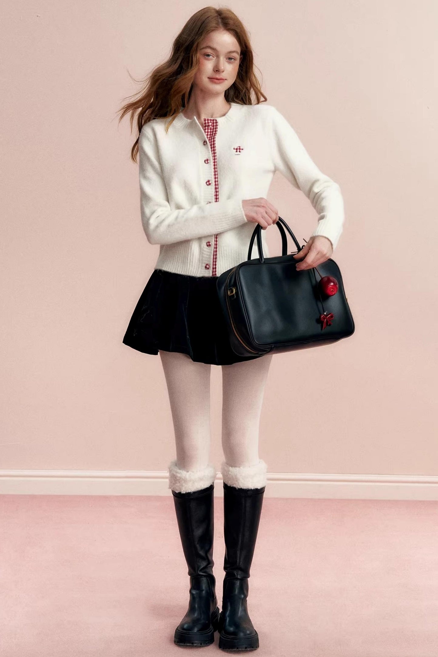 Wool Blend Plaid Cardigan