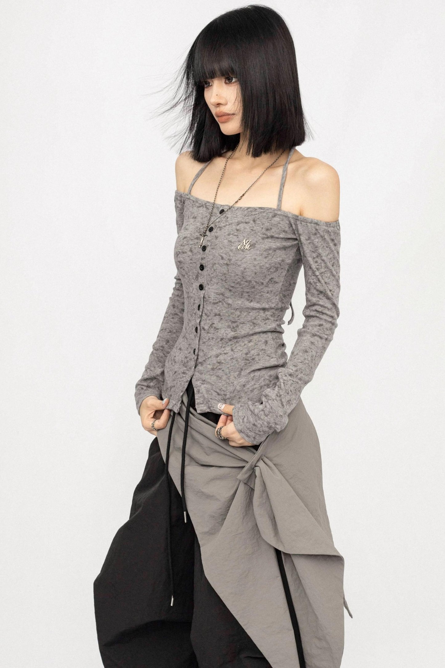 American Spice Girl One-Shoulder Long Sleeve Top