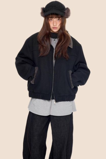 Fur Patchwork Cotton Jacket