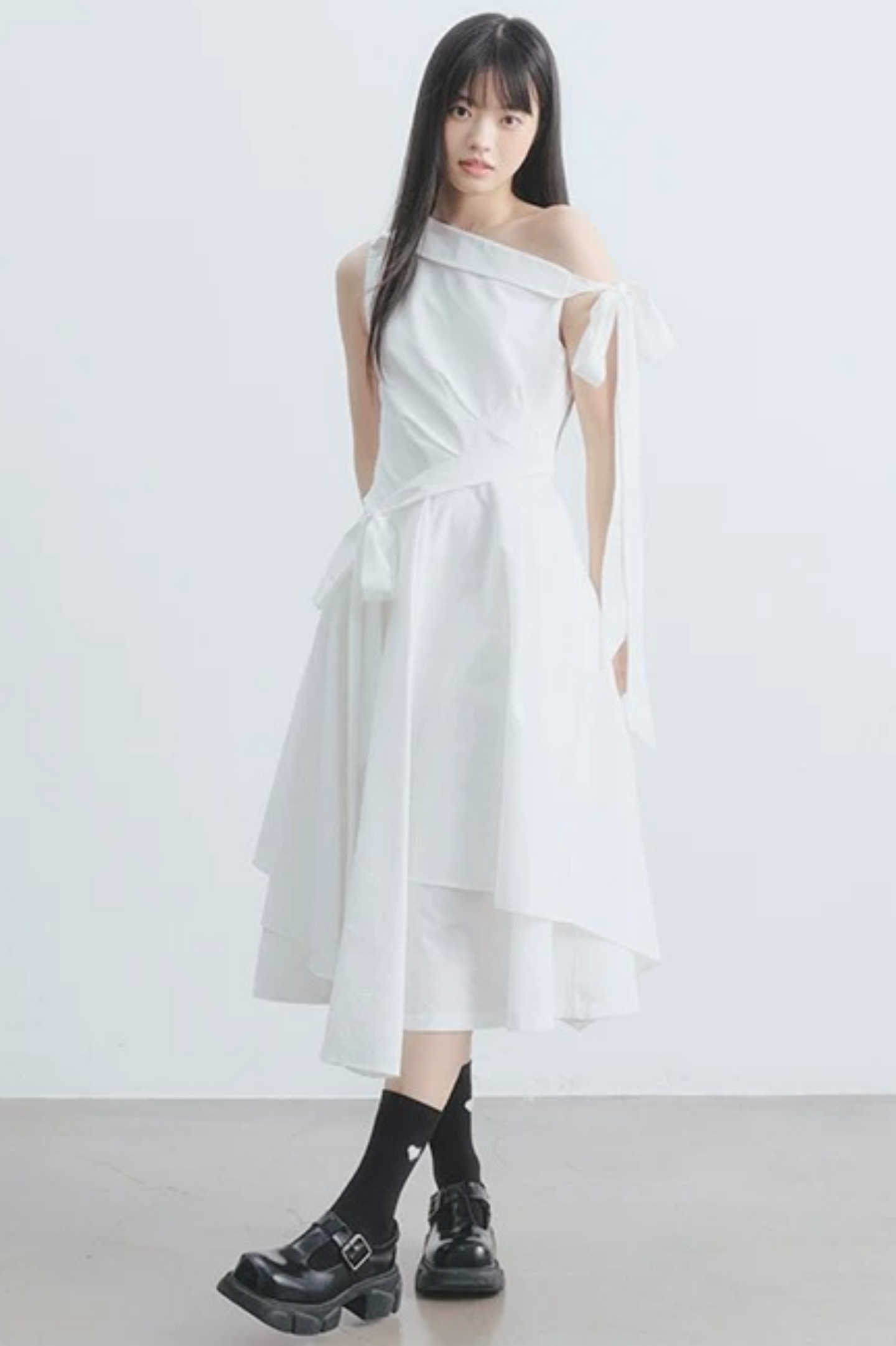 Thin Smoke Camellia A-Line Dress