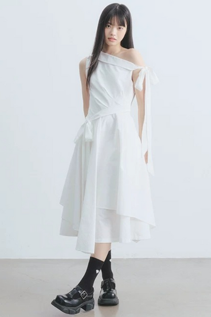 Thin Smoke Camellia A-Line Dress