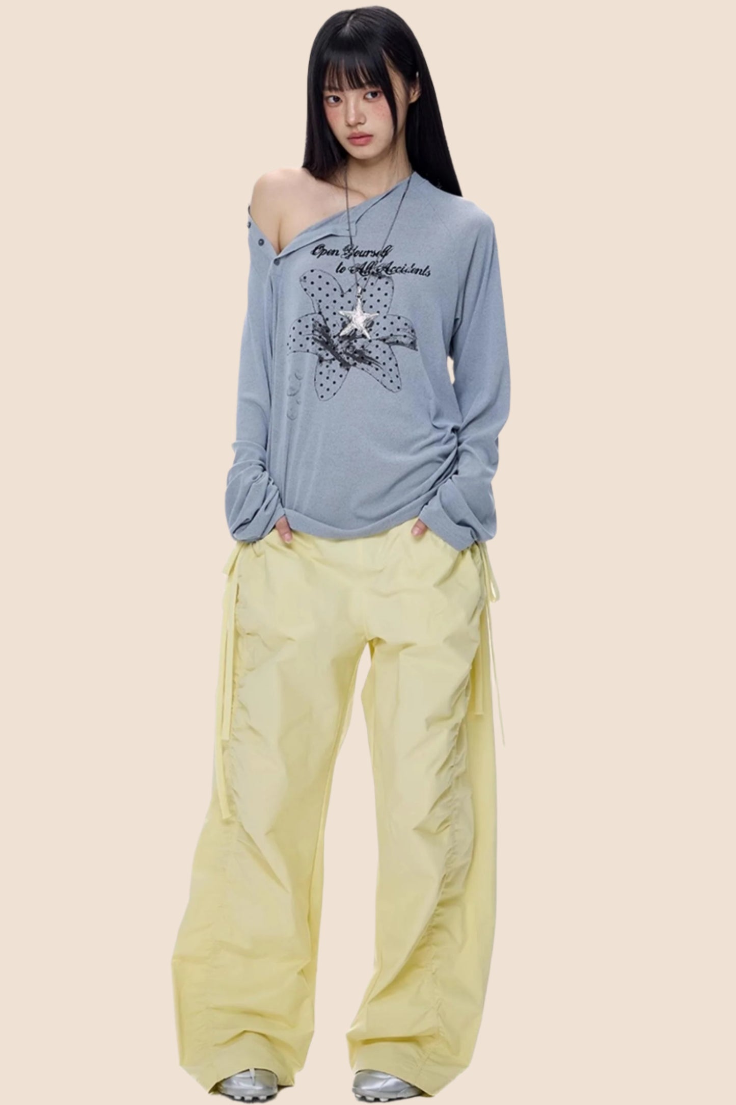 American Yellow Wide Leg Cargo Pants