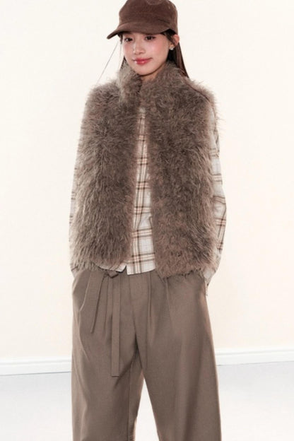 Stand-Up Collar Furry Vest