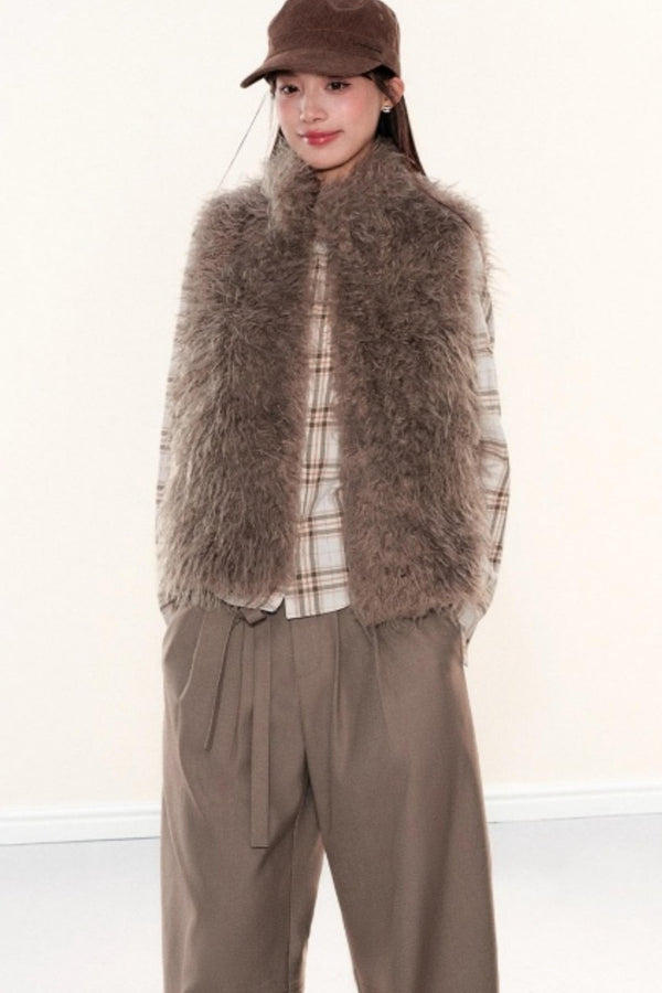 Stand-Up Collar Furry Vest