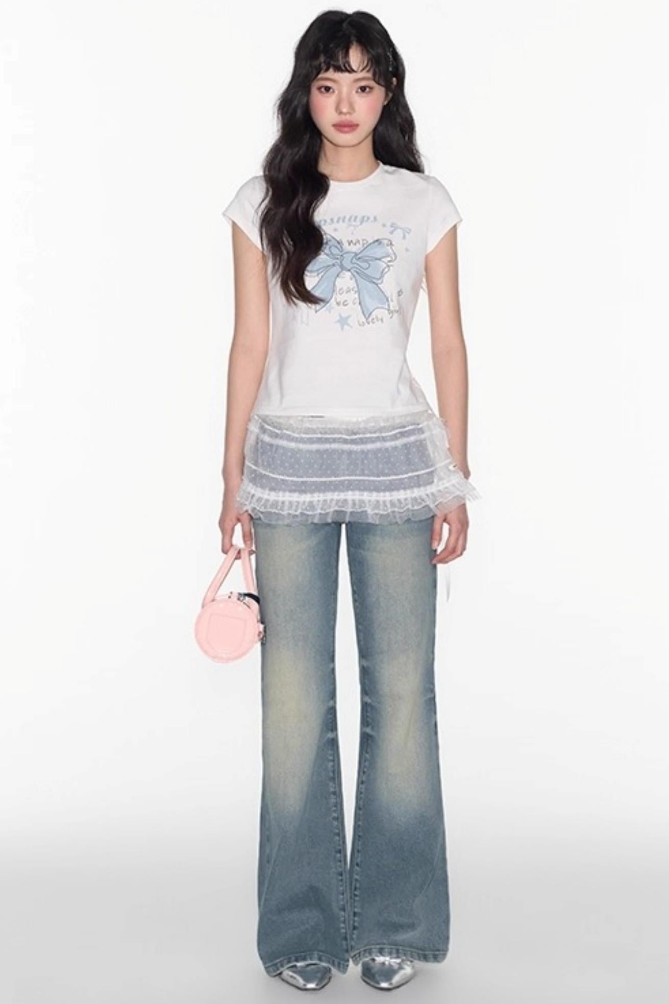 Butterfly Print Short Sleeve Top