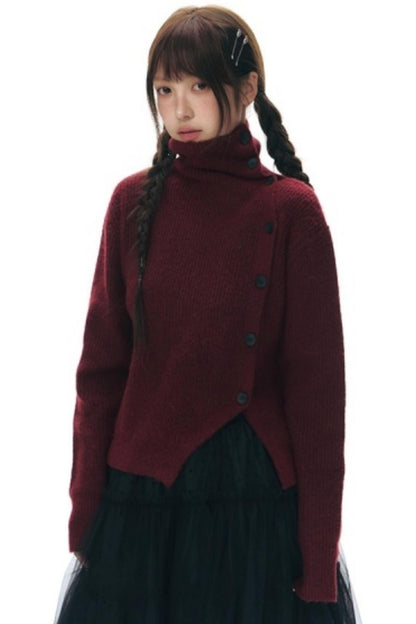 Asymmetrical Vintage Red Sweater