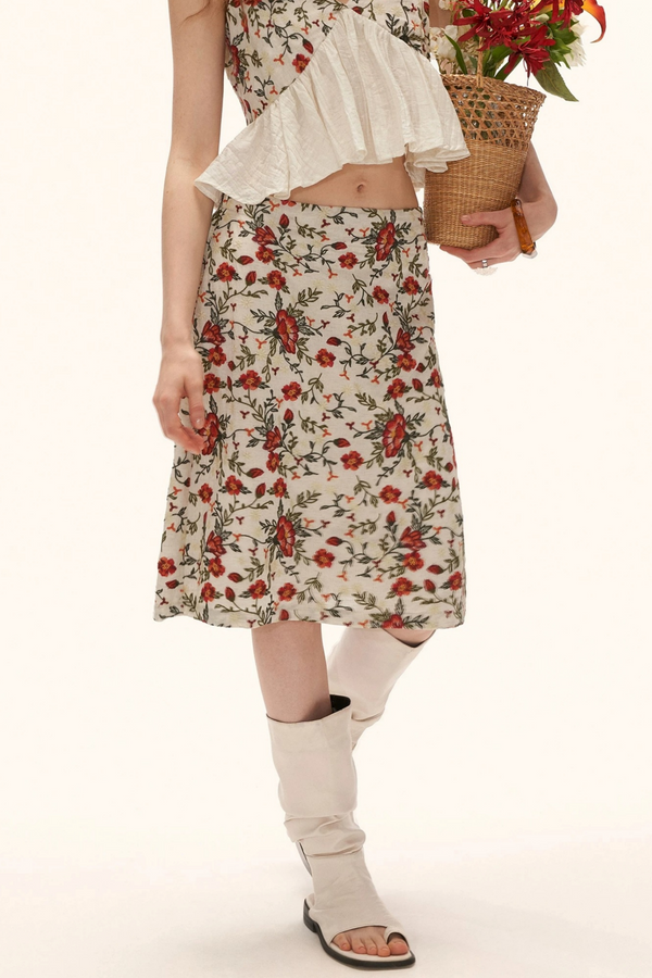 Floral Embroidered Ruffled Camisole Top Set-Up