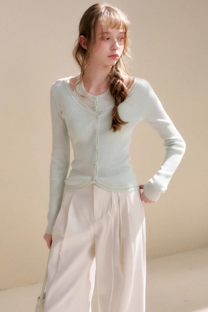 Mist Mint Wool Cardigan