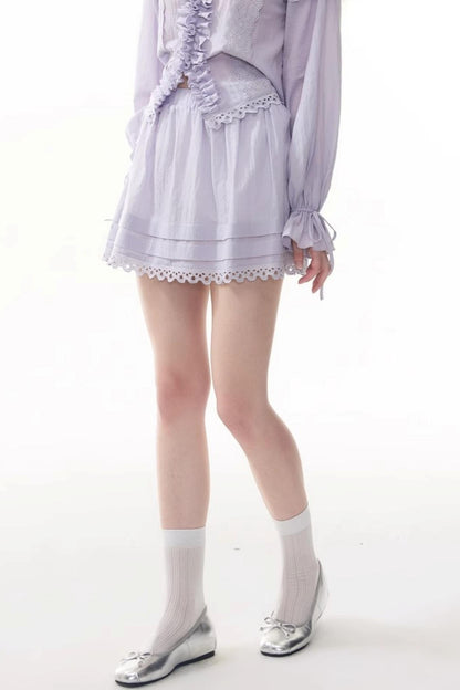 Chic Bubble Sleeve Shirt & Skirt Set-Up