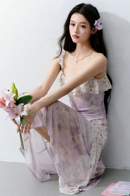 Wisteria Mesh Patchwork Dress