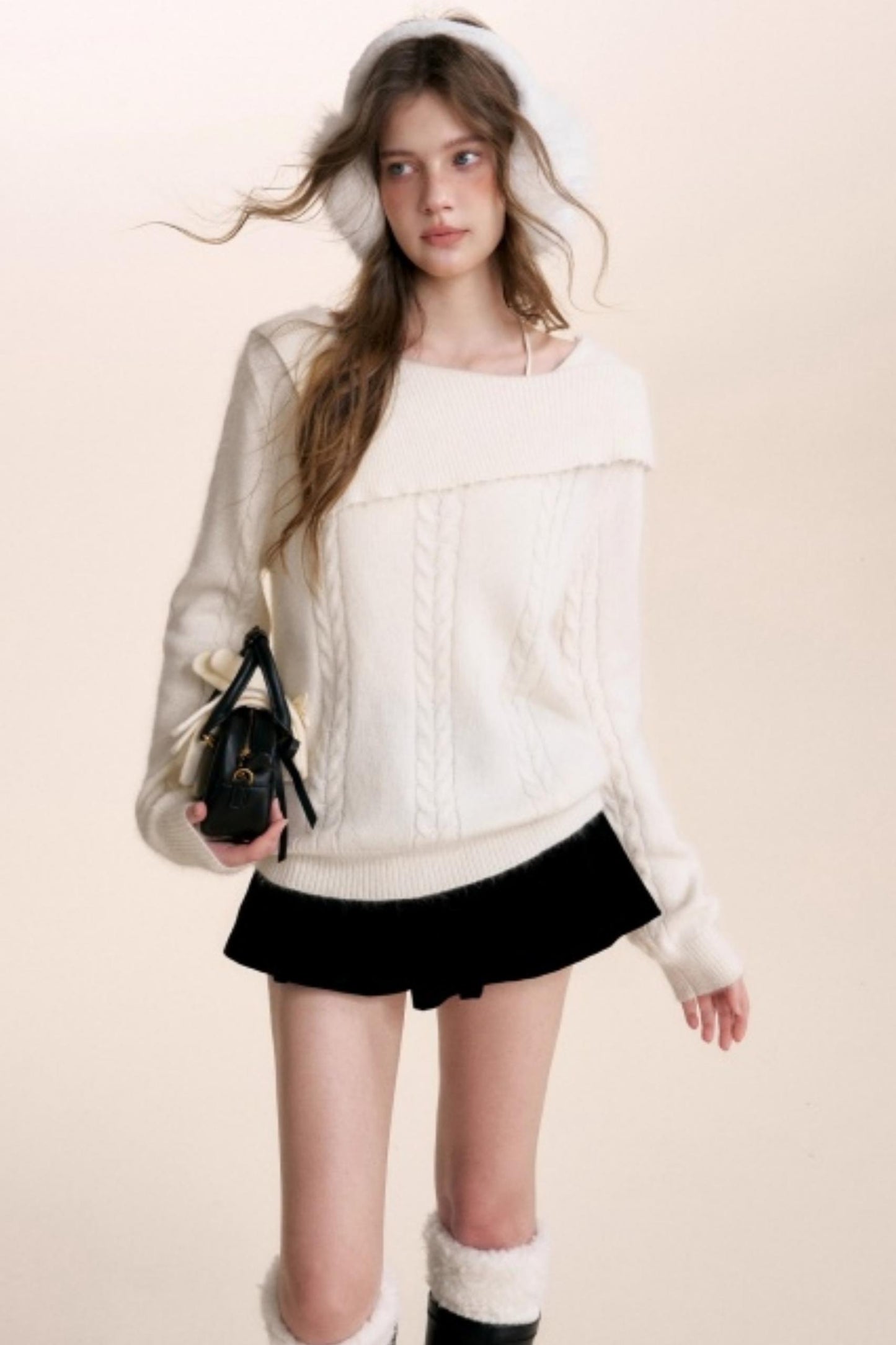 Velvet Pearl One-Shoulder Sweater