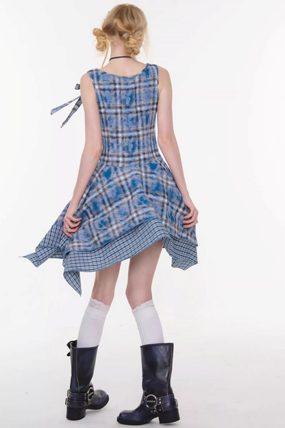 Sea Mist Blue Plaid Dress