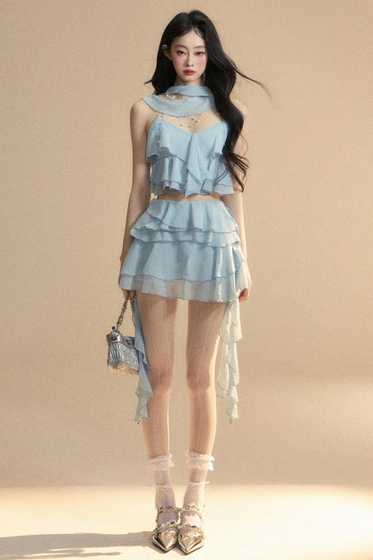 Luxury Halter With Skirt Set-Up