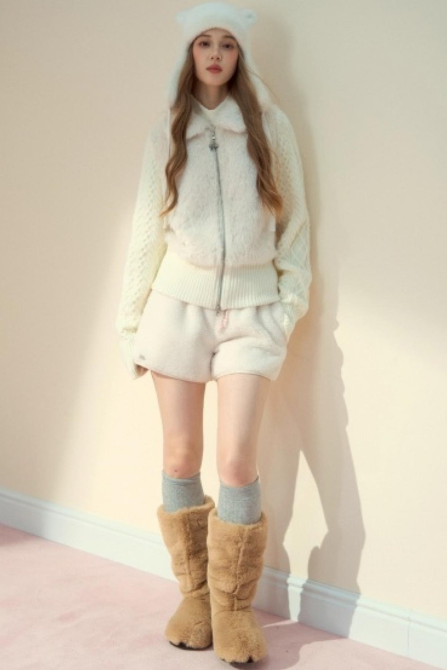 Fur Suede Versatile Lambwool Shorts