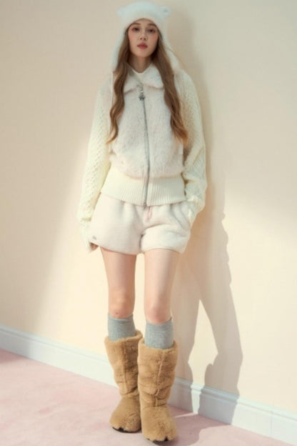 Fur Suede Versatile Lambwool Shorts