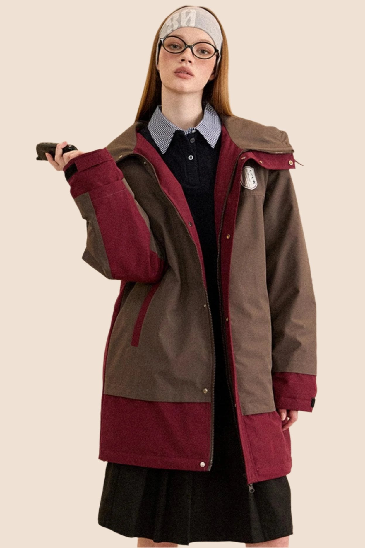 Retro Lapel Mid-Length Down Jacket