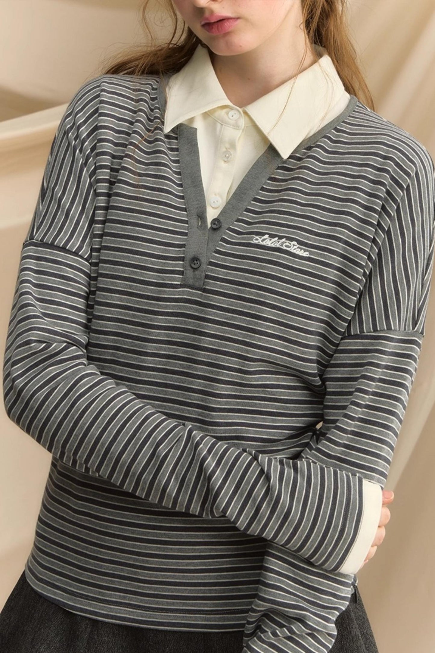High-Intelligence Striped Long-Sleeved T-Shirt