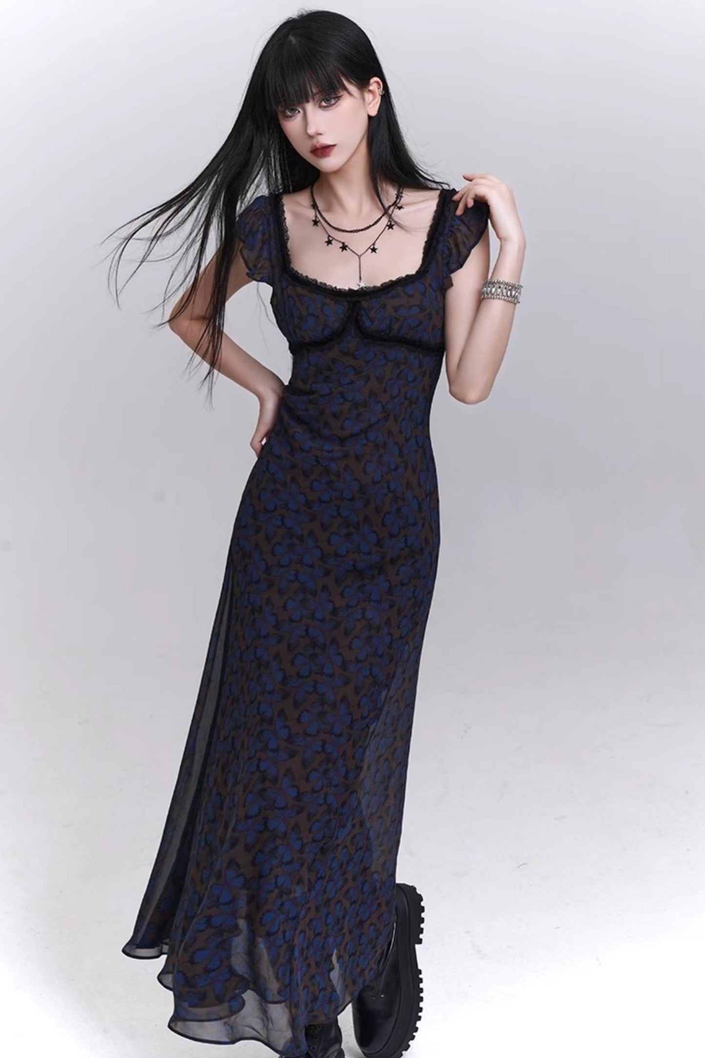 Butterfly Floral Halter Dress