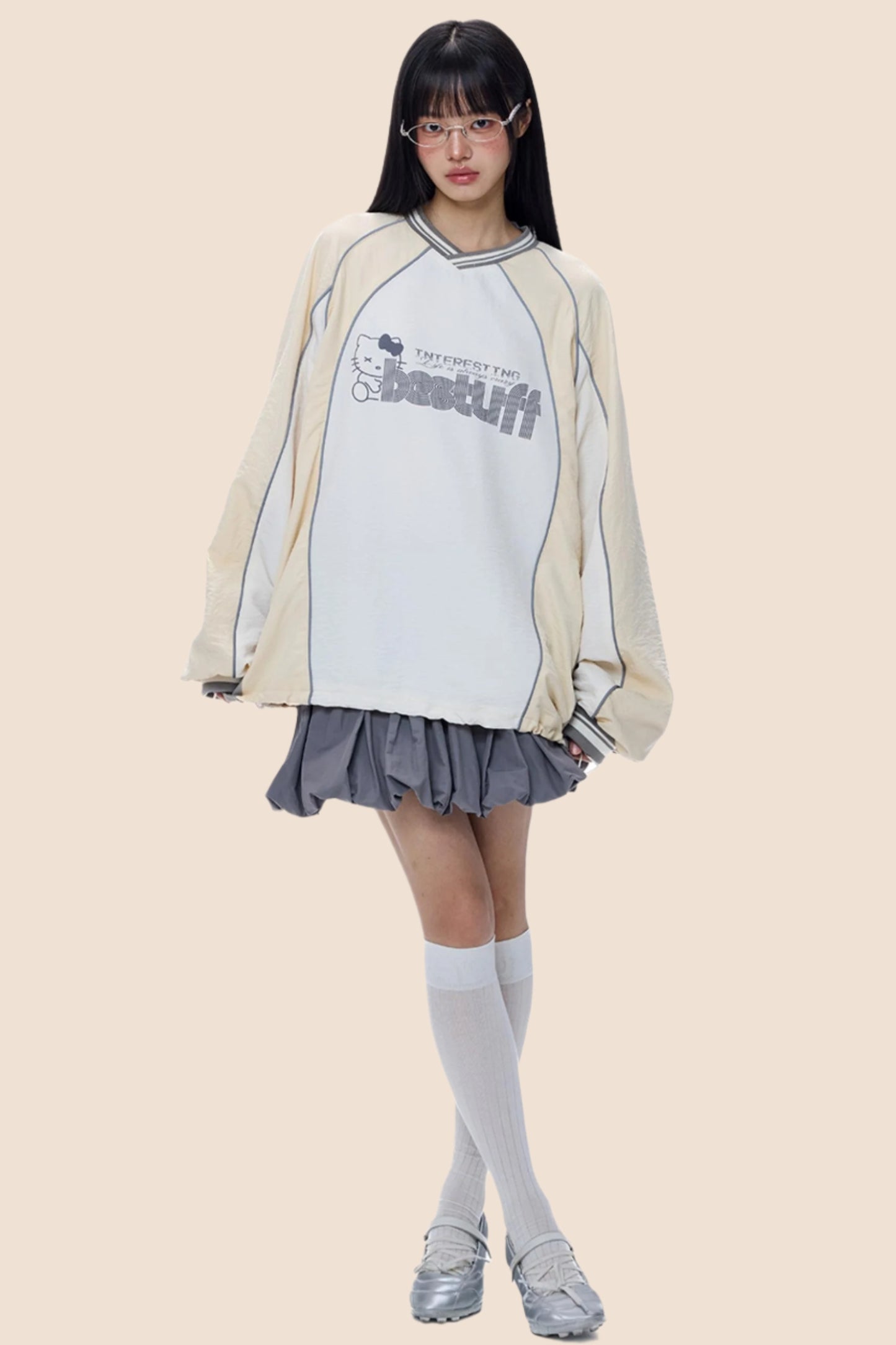 Monogram V-Neck Jersey Sweatshirt