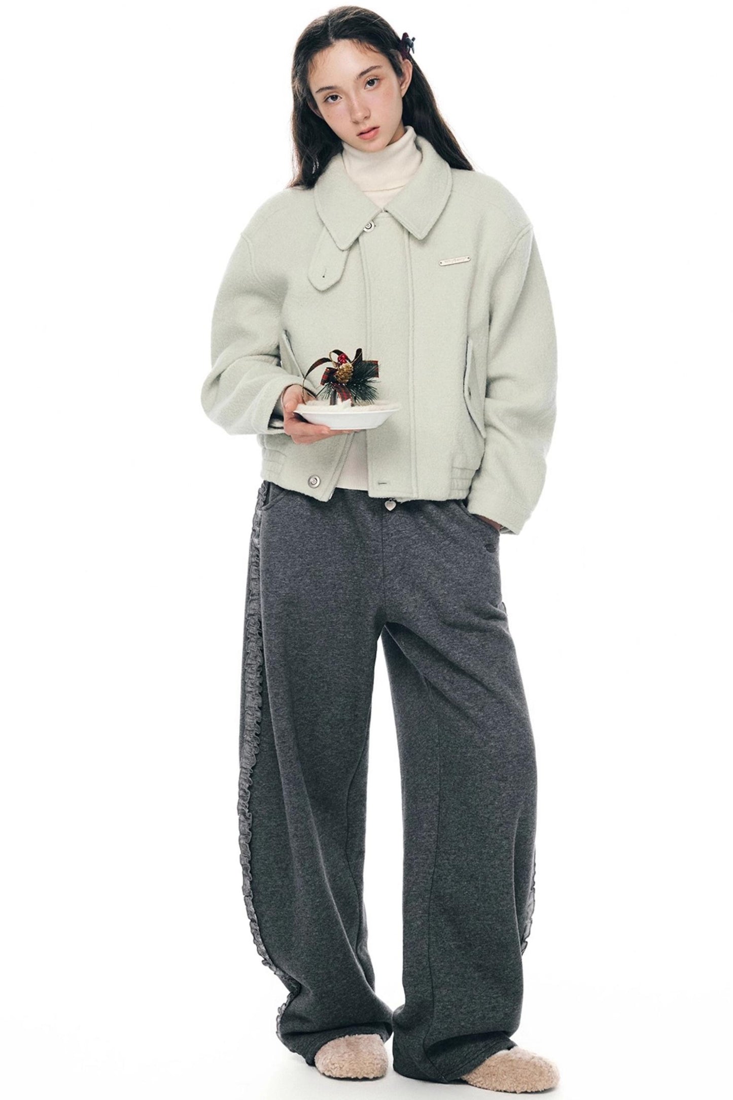 Gray Lace-Up Sweatpants