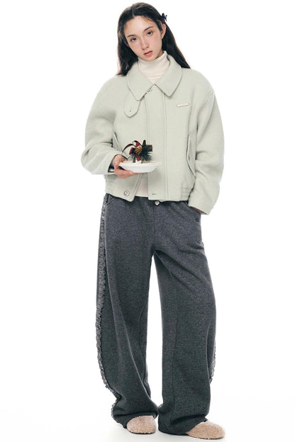 Gray Lace-Up Sweatpants