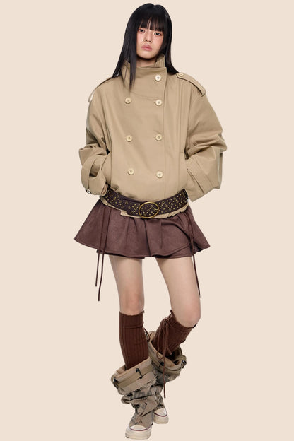 Double-Breasted Retro Trench Coat