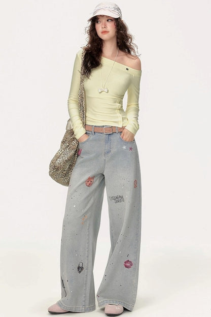 Slanted Shoulder Long Sleeve T-Shirt