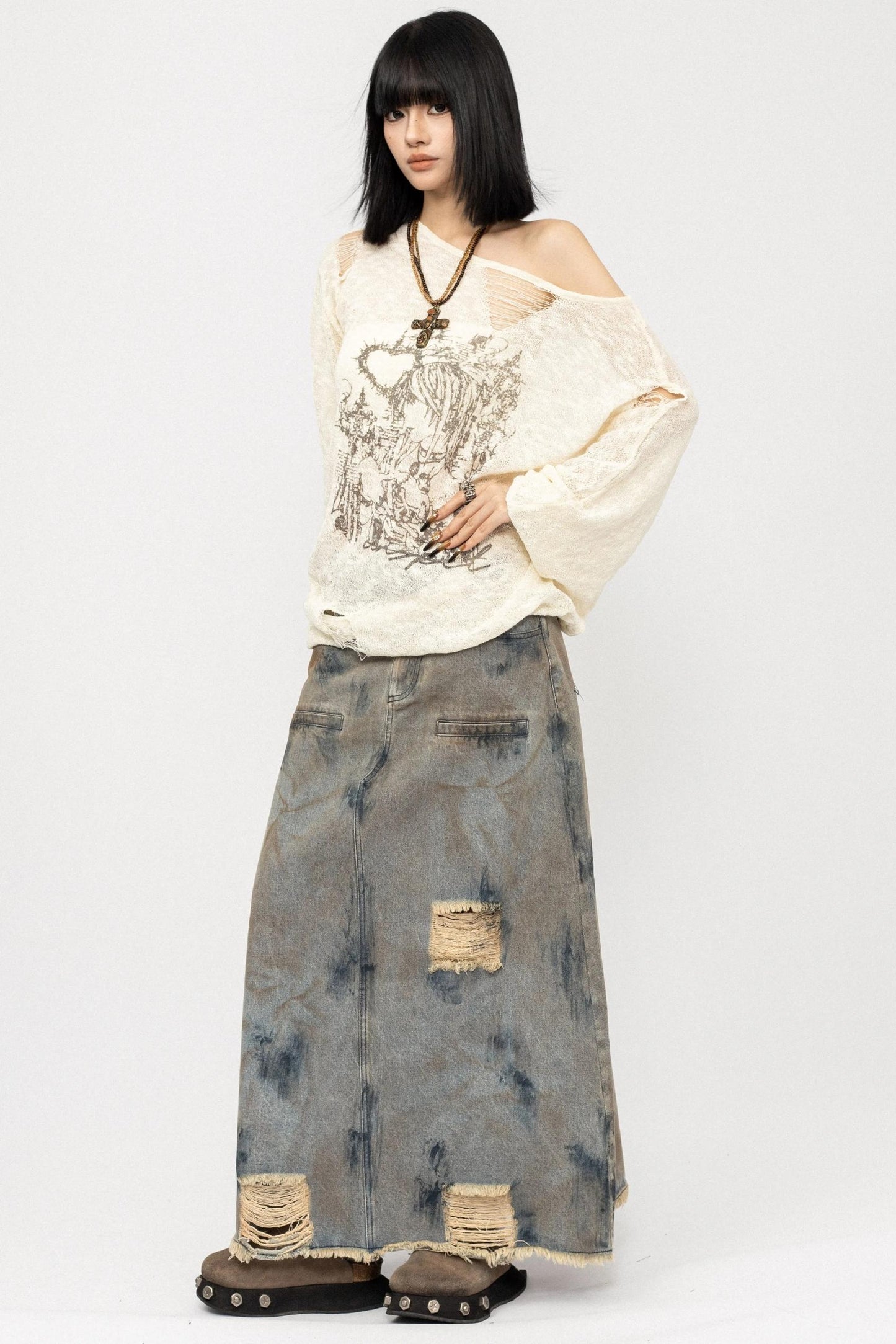 Autumn Spice Girl Denim Skirt