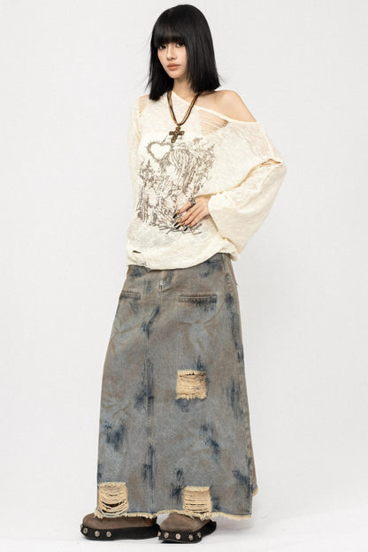 Autumn Spice Girl Denim Skirt