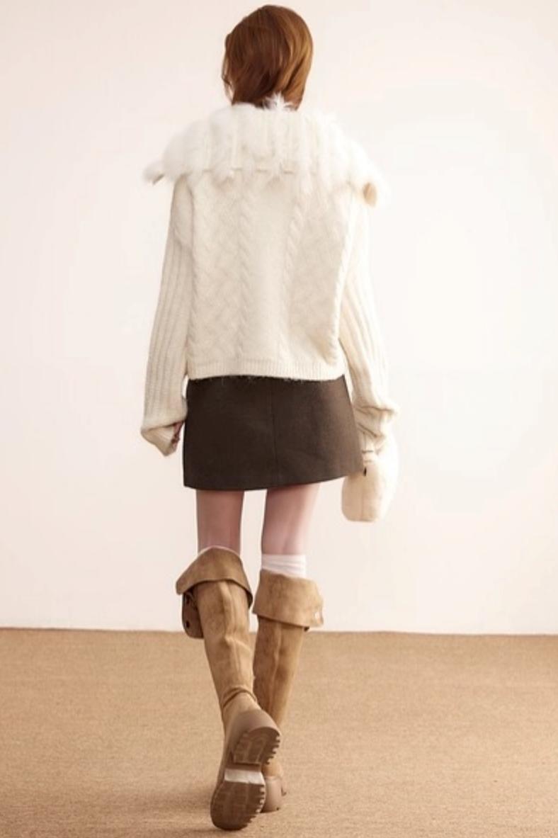 Gray Wool A-Line Skirt