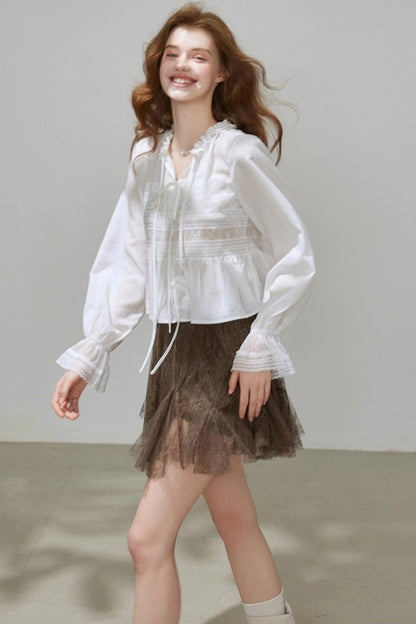 Autumn V-Neck Tencel Shirt