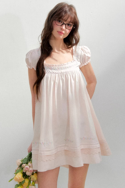 Square Neck Embroidered Dress