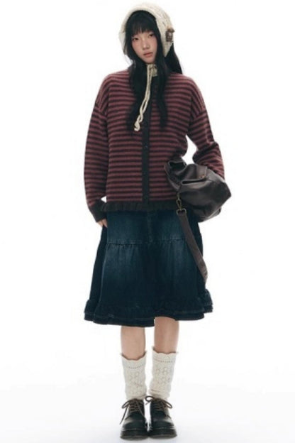 Vintage Lace Denim Skirt