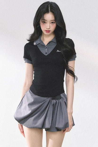 Short Sleeve Off-Shoulder Crop Top