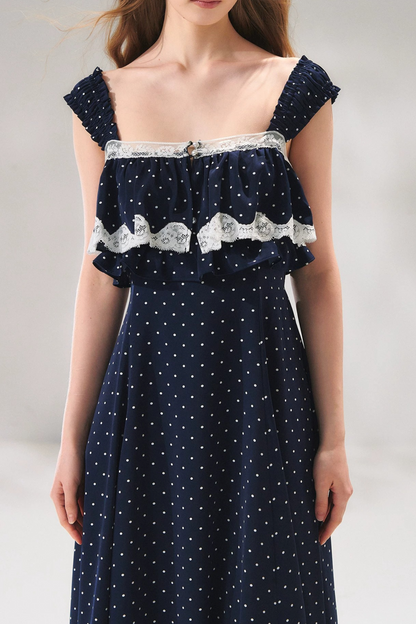 Abito in pizzo francese a pois