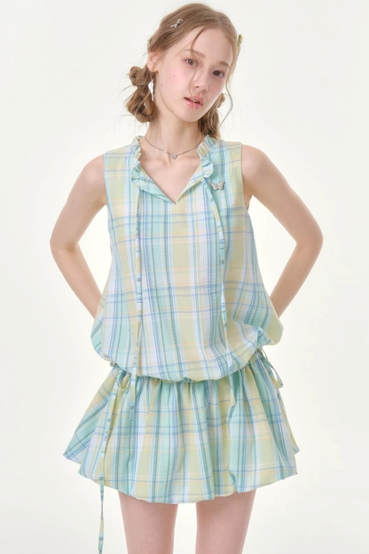Mint Green Plaid Dress
