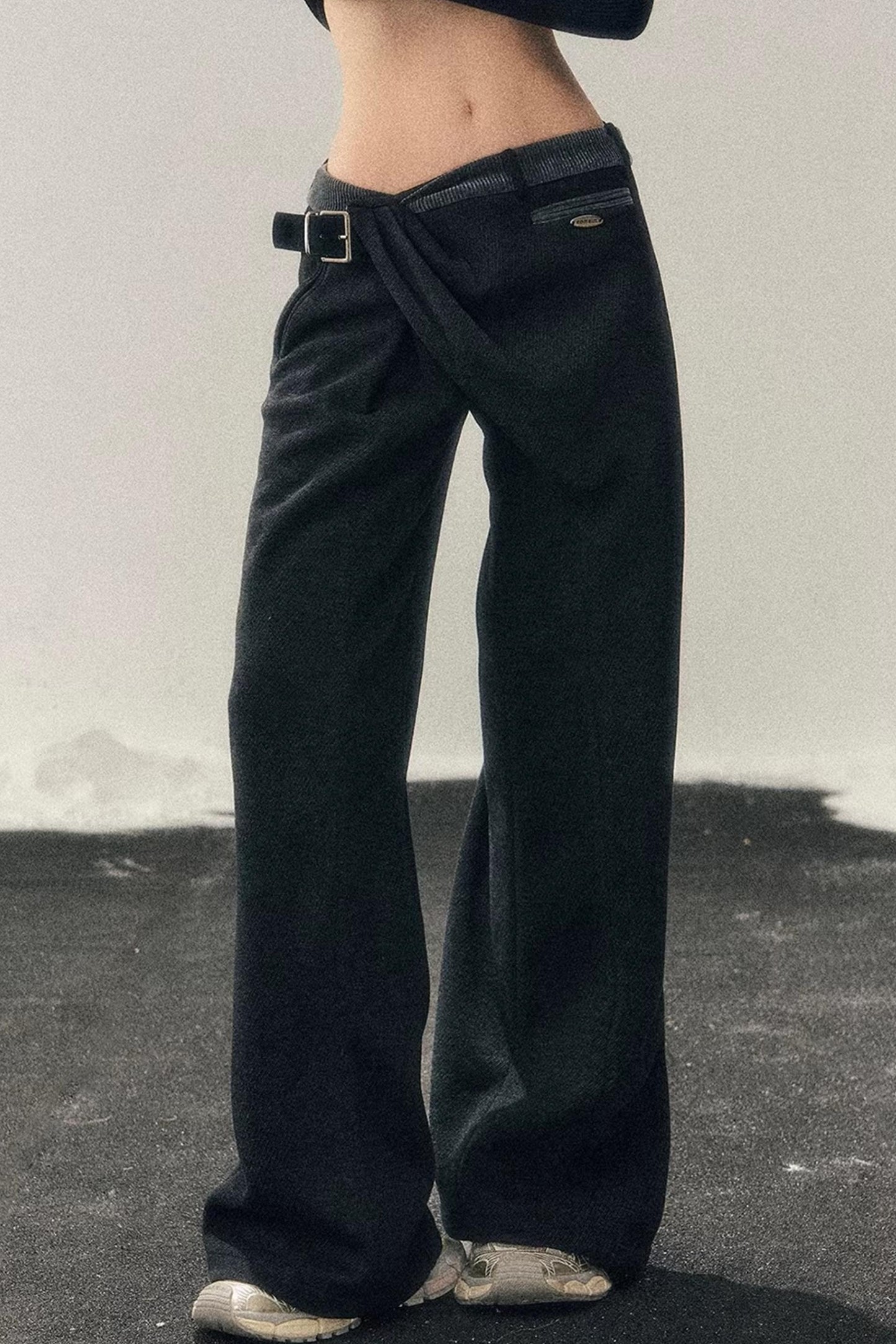 Fleece-Lined Wide-Leg Pants