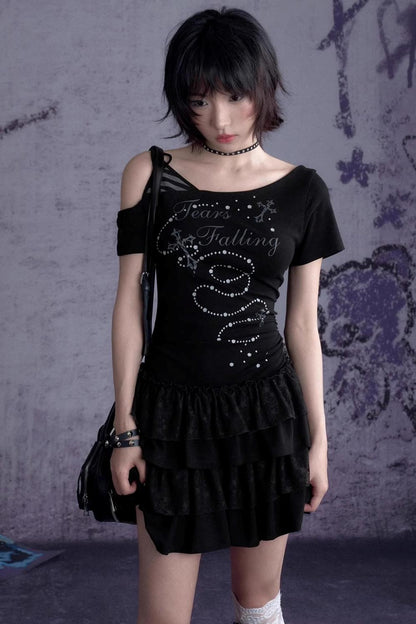 Slash Print Patchwork Dress