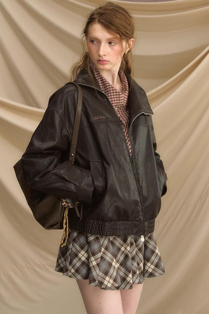 Ultra-Soft Vintage Brown Leather Womens Flight Jacket