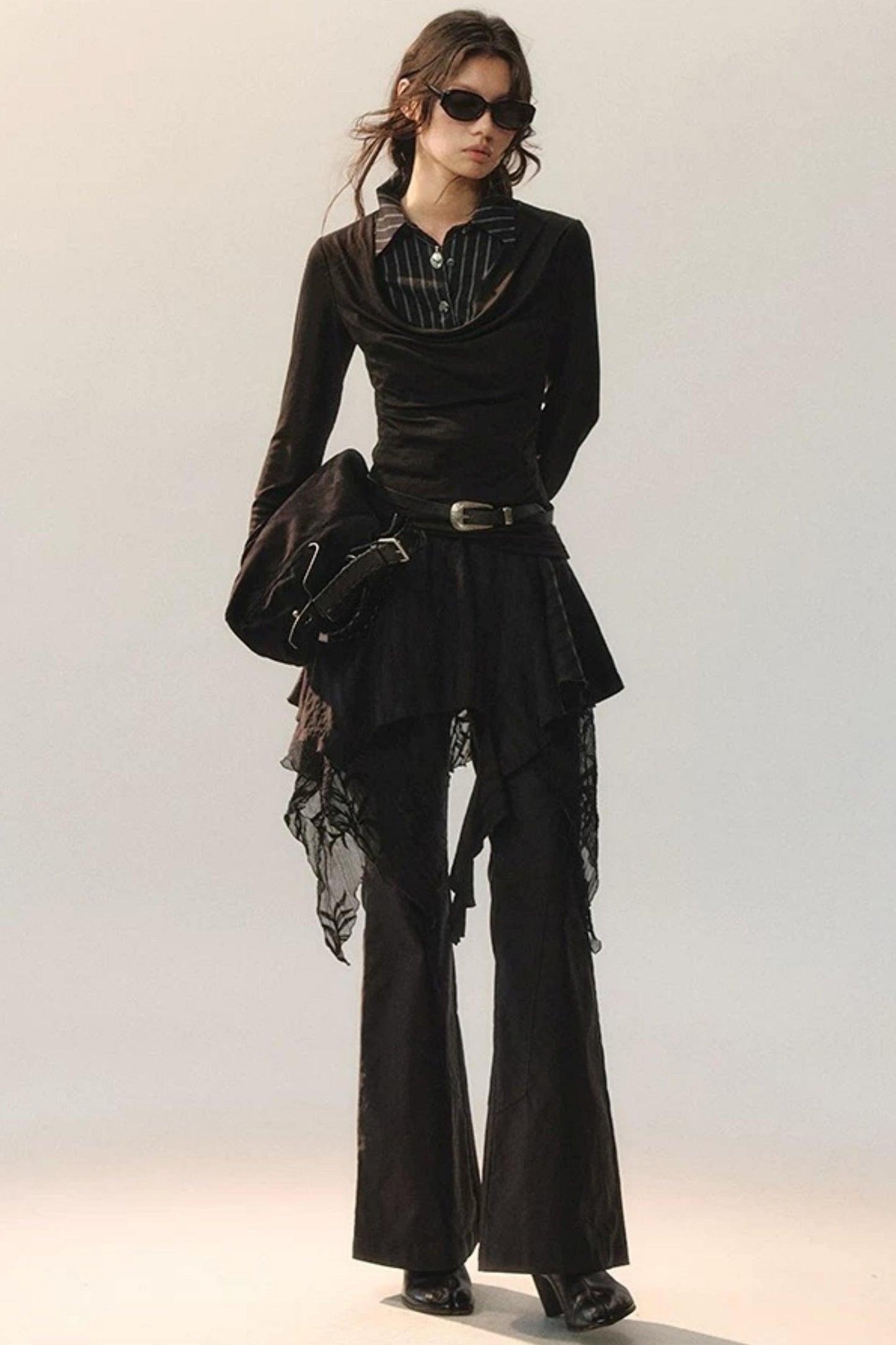 Pantalon Irrégulier à Dentelle Détachable