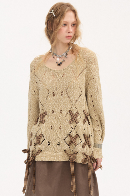 Strappy Quilted Hollow Sweater